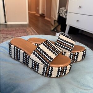 Marc fisher Striped Black and White Platform Sandals
